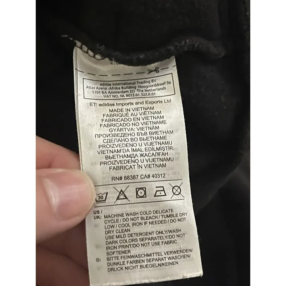 Adidas Black Pullover Hoodie with Logo - Medium